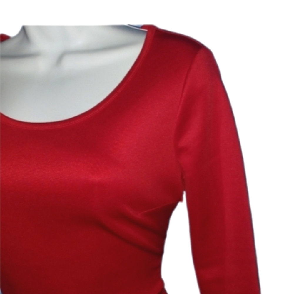 NY&Co. Red Peplum Blouse w/ Bow - Picture 3 of 5